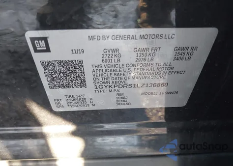 2020 Cadillac Xt6 Awd Premium Luxury from USA, damaged, VIN 1GYKPDRS1LZ136860